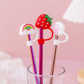 Cute silicone straw cover dustproof glass stainless steel straw cap accessories cartoon universal food grade non-disposable. 