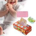 Baby Tissue Box Toy for Infant 6-12 Months Toddlers, Montessori Sensory Toys, Plush Tissue Box Crinkle Tissues Early Learning Educational Gifts. 