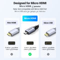 UGREEN 8K Micro HDMI to HDMI Cable Mini HDMI to HDMI Cable, Braided 48Gbps Ultra High Speed 8K@60hz, Support HDR eARC Dolby for GoPro Raspberry Pi 4 Sony. 