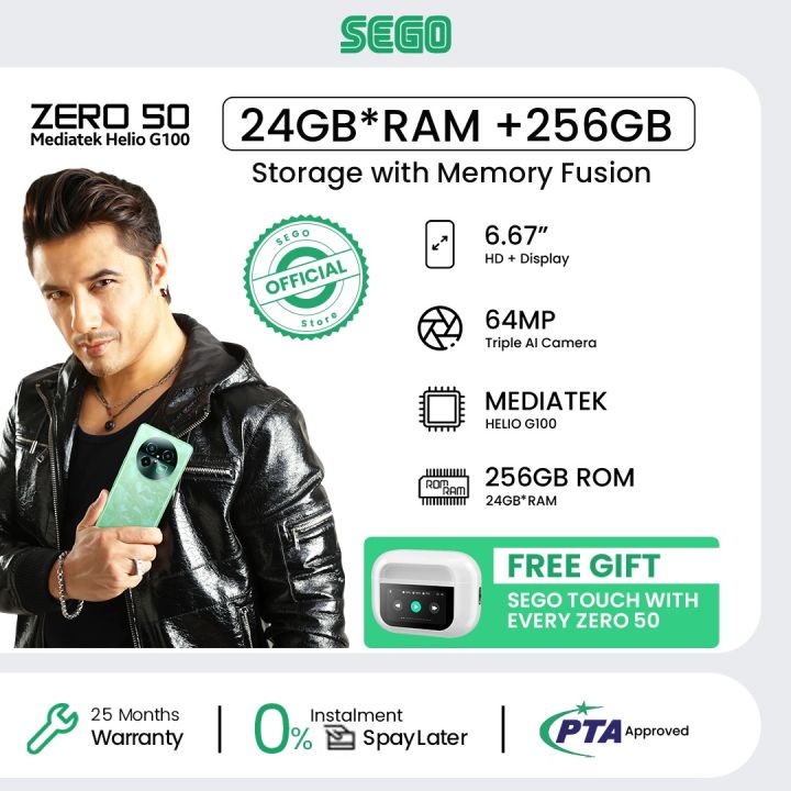 ZERO 50 Smartphone, PTA Approved, 256GB, 6.67" FHD+ 120Hz 3D AMOLED Display, 64MP AI Triple Camera, 32MP Selfie, 5000mAh Battery, 24GB RAM (8GB + 16GB Extended), Helio G100, Dual SIM, In-Screen Fingerprint, Fast Charging