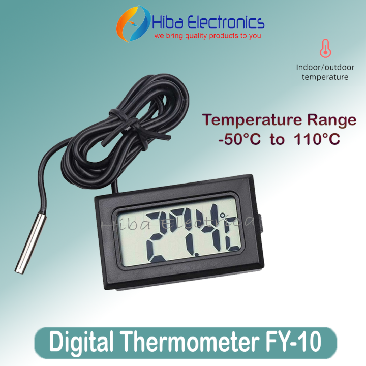 Mini Digital Thermometer FY-10 Temperature Range -50°C to 110°C With Waterproof Sensor In Black Color