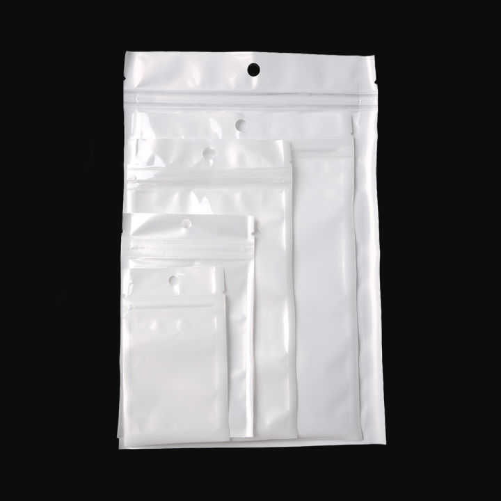 9 Size White/Clear Self Seal Zipper Plastic Bag Retail Jewelry Packaging Pack Poly Bag Zip Lock Storage Bag Hang Hole