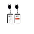 Heavy Duty Retractable Badge Holder with Aluminum Metal Vertical ID Card Holders for Office ID Cards (Black - Pack of 2). 