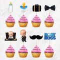 Boss Baby Theme Cupcake Toppers Pack of 12 Perfect for Birthday Party Celebration & cake Decoration Supplies. 