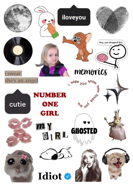 Girl Text Sticker Memories Stickers Aesthetic girl stickers cutie text stickers 23 Pieces ...