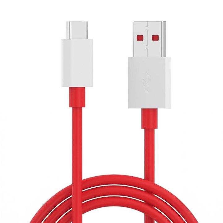 DASH Genuine 6A OnePlus Type C Fast Charging USB-C Cable Red, Orange, 5V/4A Data Sync, Reversible Plug