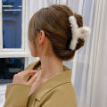 Women Hair Claw Plush Clip Cute Korean Fall Winter Solid Elegant Acrylic Furry Accessories Girls Faux Fur Hair Clamp Claw Clip Mzea. 