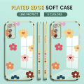 (Free Lanyard) Luxury 6D Plating Case for Samsung Galaxy S20 FE 5G / 4G Back Cover Color Cartoon Flowers Side Pattern Soft Silicone Square Phone Cases. 