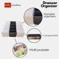 Drawer Organizer – Durable Plastic Storage Box with 4 Compartments for Kitchen, Closet, Office, or Bathroom – Space-saving Partition Divider for Drawers – Compact Multi-purpose Organizer for Makeup, Stationery, and space saver – 26.2 x 9 x 7.5 cm. 