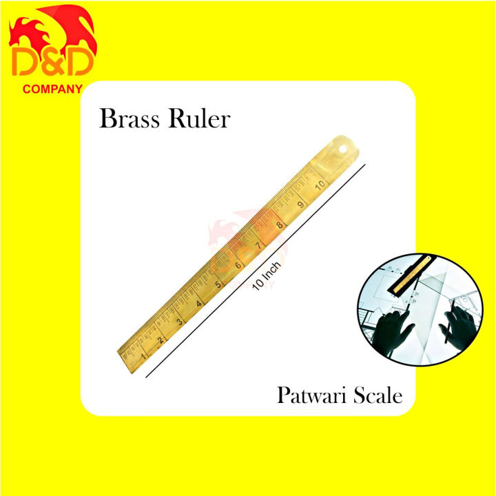 (10 Inch) Patwari Scale – Brass Ruler for Land & Map Measurement | Patwari Ruler for Surveying | Brass Map Scale