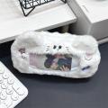 Large capacity White Plush Pen Bag Cute Design  Pencil Case Stationery Pouch for For Students For Writers School Supplies Office Organizing Gift for Women ﻿. 