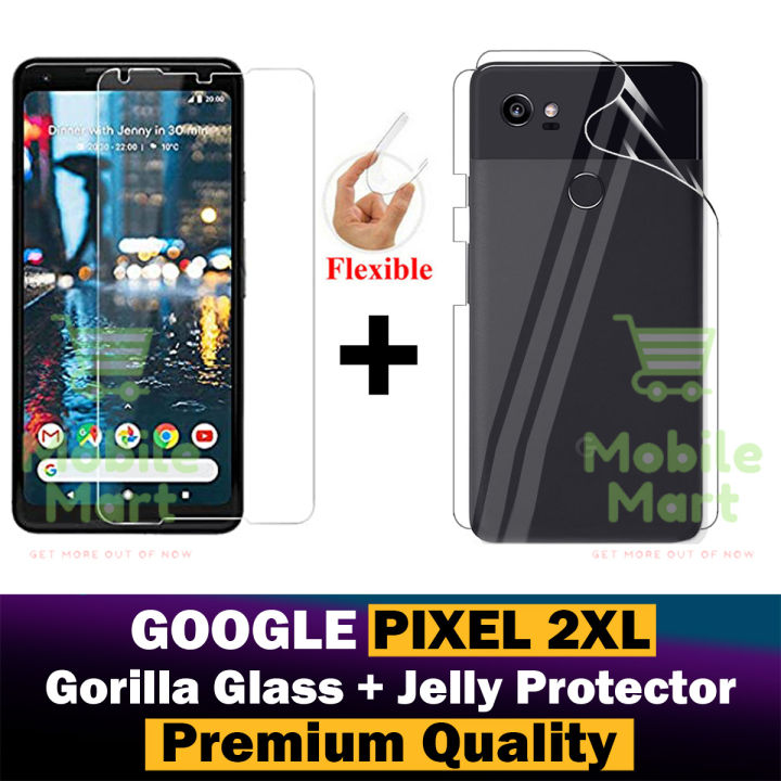 Google Pixel 2XL Unbreakable Gorilla Flexible Nano Glass Premium High Quality Screen Protector + Back Protector Transparent Hydrogel Soft Film jell Protection For Google Pixel 2XL