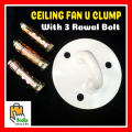 Ceiling Fan U Clump Ceiling Fan Hook Ceiling Hook Hanger Heavy Duty with 3 Pcs Rawal Bolt. 