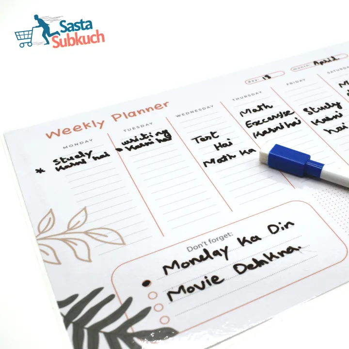 "Weekly%20Planner%20A4%20Size%20Laminated%20-%20Planner%20Notebook%20&%20Journal%20-%20Ideal%20for%20Students,%20Professionals,%20and%20Girls%20-%20Plan%20Your%20Week%20with%20Our%20Planner%20Diary%20&%20Notepad"%20-%20Image%208