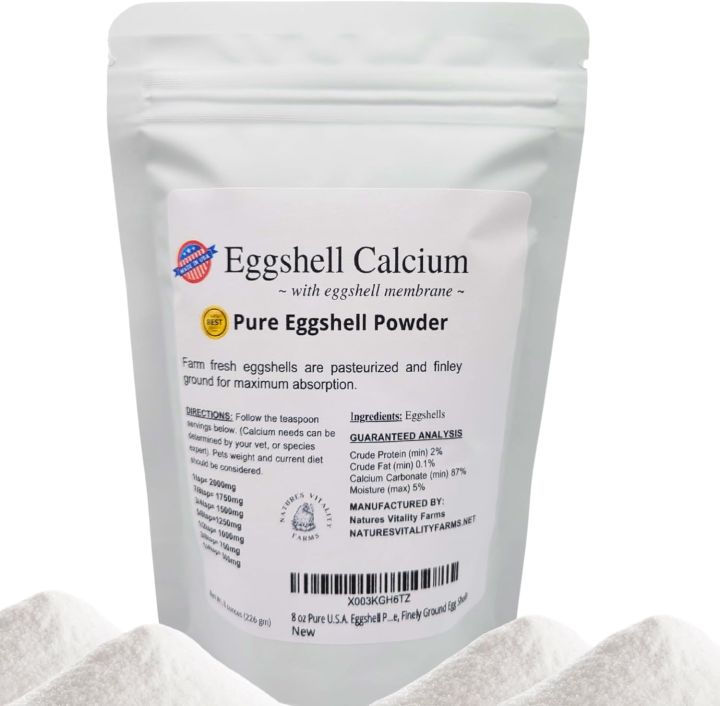 Eggshell Powder for Dogs/Cats, Calcium Supplement with Membrane, Finely Ground Egg Shells 226gm