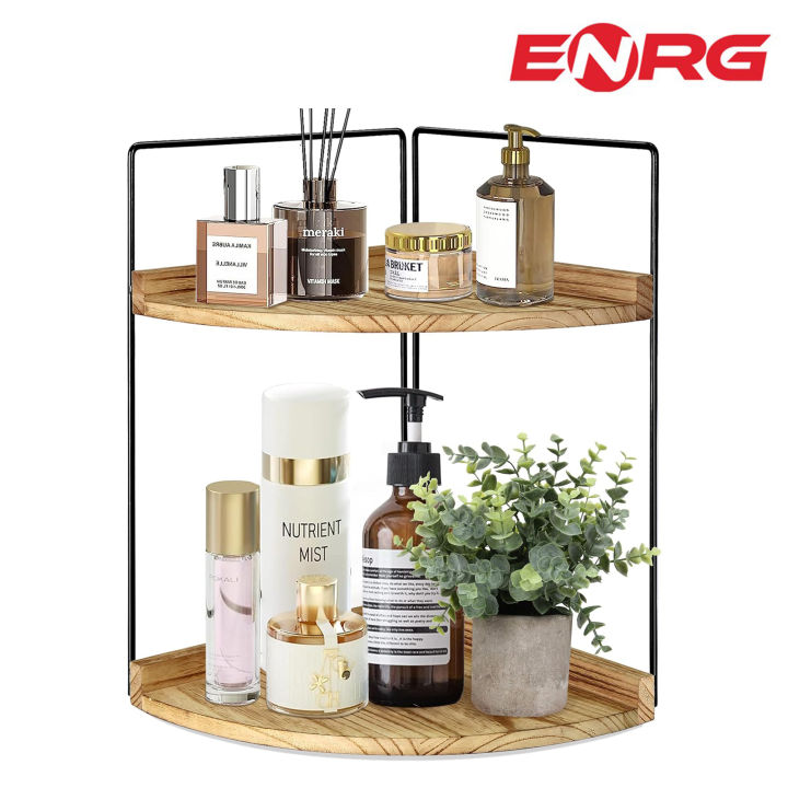 ENRG 2 Tier Stand Bathroom Counter Organizer top Corner Storage Shelf