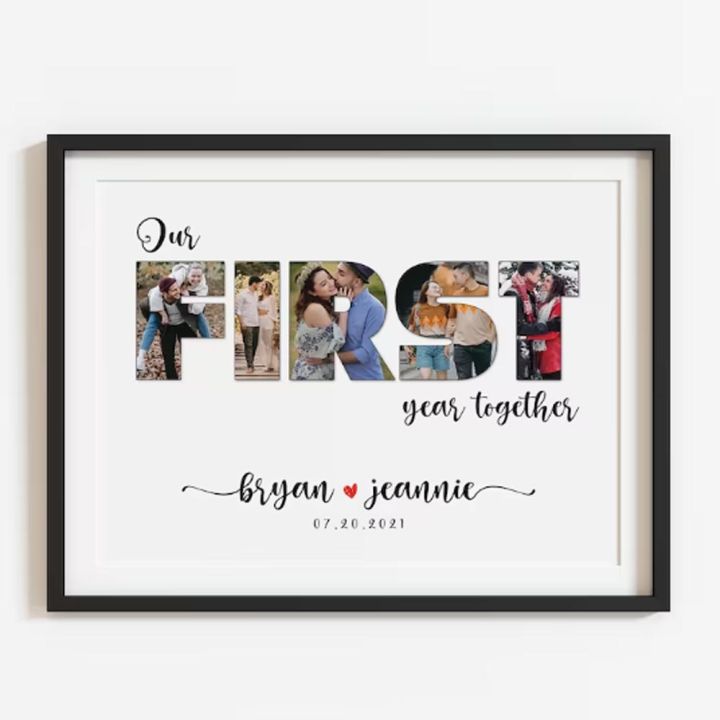 Our First Year Together Personalized Photo Collage, One Year Anniversary Gifts for Boyfriend, 1st Anniversary Gift for Husband, Gift for Him