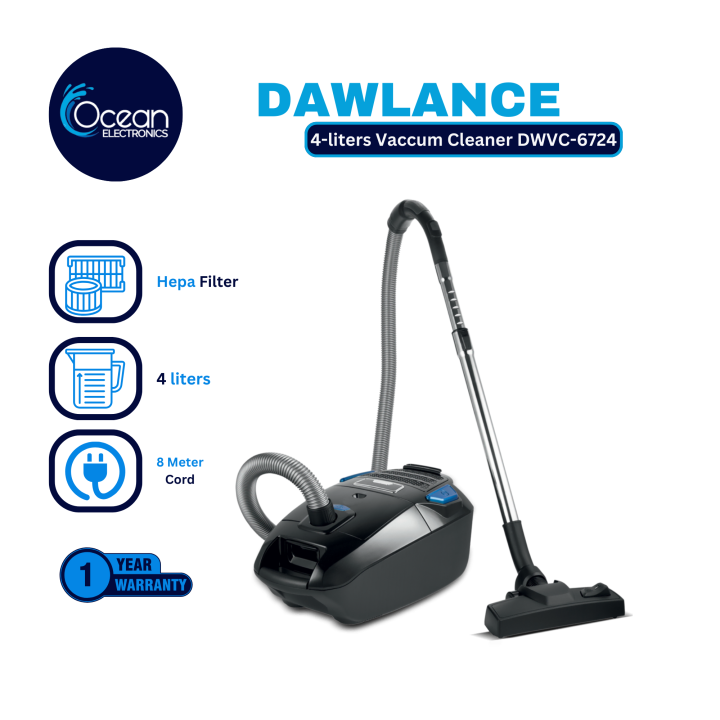 Dawlance Vaccum Cleaner DWVC6724  with 4 LIter Capacity , Hepa Filter , 8 Meter Long Cord , and 1 Year Warranty