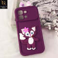Infinix_ Note Edge Cover - Maroon - 3D Cute Cartoon Characters Soft Silicone Case with Camera Protection. 