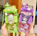 520ml Double Straw High Quality Water Bottle for School Kids Sanrioed Melody Plastic Bottle Double Drink Cup Students Cartoon Water Bottle Large Capacity. 