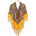 Ukrainian Embroidery Square Shawls Russian Scarf Babushka Retro Fringed Cotton Bandana Winter Scarf Woman Wrap Hijab Poncho Cape. 