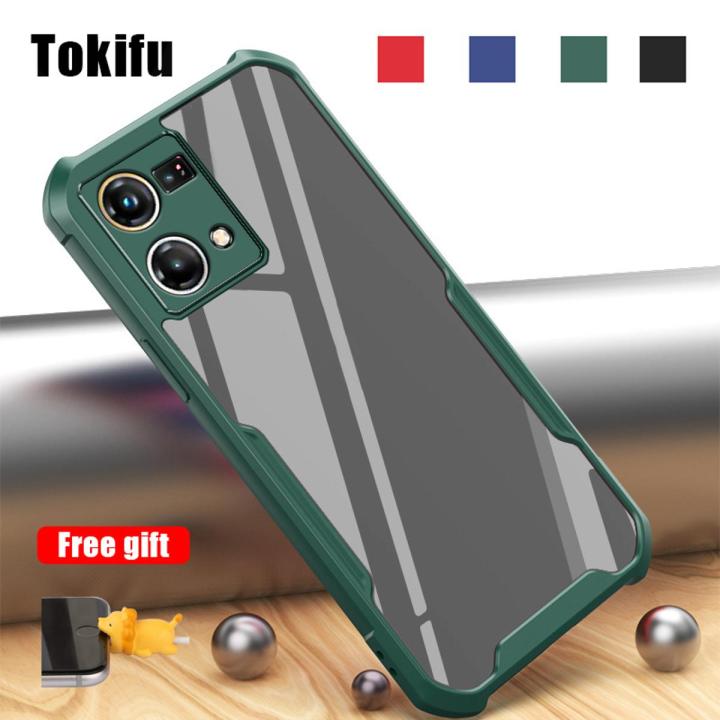 Tokifu OPPO F21 Pro Casing Hard Case Clear  Lens All-inclusive 4 Sides TPU Reinforced Corners Shockproof Back Cover