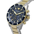 Emporio Armani Diver Two-tone Stainless Steel Navy Blue Dial Chronograph Quartz Watch for Gents - AR11362. 