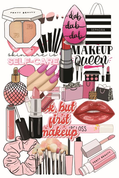Multiple Makeup Stickers Available in Different Varieties Best For Girls Who Love Makeup Aesthetic and Cute Stickers