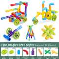 Interlocking Plastic Tubes Water Pipes with Wheels Building Blocks.. 