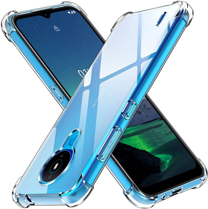 For Nokia 1.4 Back Cover Shockproof Transparent Soft TPU Silicone Protector Phone Case with Shock Absorption Bumper Corners