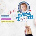 1st Tooth CUSTOMIZED Photo Digital Cake Topper for Boy or Girl Birthday Party Celebration & Perfect Birthday gift with Any Name. 