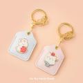 Kawaii Strawberry Rabbit Keyring Badge Card Holders Toast Couple Keychain High Quality Delicate ID Cover IC Elevator Bus Card. 