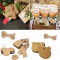 Craft Tags Paper Round Flower, Rectangle And Bear Shape 12 Pieces (Blank) With Natural Jute Rope 1.8 Meter for Birthday Party, Wedding Decoration Gifts, Arts & Crafts. 