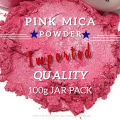 Pink Mica Powder, 100 Gram Box of True Cosmetic Grade Mica with Pearlescent Effect, 100% Pure for Artists Working in Resin Art, Epoxy, Concrete, Soaps, Candle, Cosmetics. 