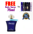 Blue Lady Perfume plus Any Body Spray for Women - 75ml (Buy one Get One Free). 