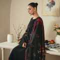 Black Schiffli Embroidered Shirt with Cambric Pant & Dupatta. 
