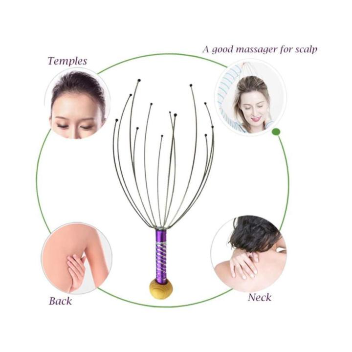 Manual Head Massager-Scalp Head Massage Outlet-Head Scalp Massager Steel Scalp Prongs Scratcher-Handy head massager Neck Scalp Massage Head Massager tools Equipment Stress Relax Stainless Steel Handle Manual Health Care-Handy Head Massager