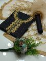 3Pc Heavy Pure Handmade Dress Wedding Wear Kattan Silk Beautiful Handmade Mooti Crystal Work & Kundan Work Shirt  Net Mirroe Work Dupatta With 4 Sided Gotta Lase  Kattan Silk Plain Trouser. 
