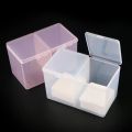 2 Grid Plastic Storage Box With Lid Unloading Cotton Manicure Tool Cosmetic Wash Towel Nail Polish Remover Tools Organizer Box. 