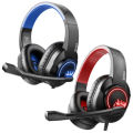 Eksa T8 Ps4 Gaming Wired Over Ear Headphones With Mic With Noise Canceling, Pc With Surround Stereo Sound, Led Light For Ps4, Pc, Laptop (Blue). 