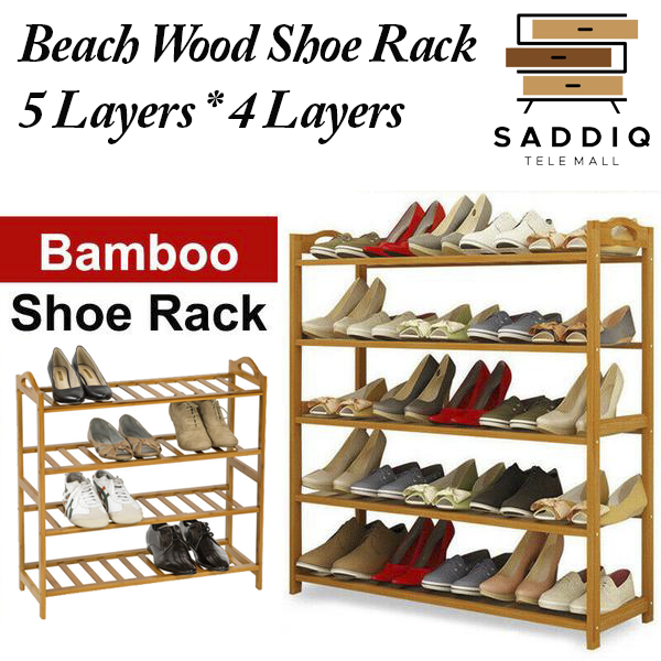 Folding Wooden Shoe Rack Multi purpose Shoe Rack Storage Organizers 3-4-5 Saddiq Tele Mall