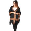 Black Kashmiri Stoler For Girls 4 Border Pashmina Stole Muffler Shawl For Women - Mominas. 