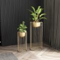 2pcs Planters Stand with Round Pots, Planter Flower Lining Stand for Indoor, Living Room, Balcony & Offices Color Golden, Planters Pots flower stand. 