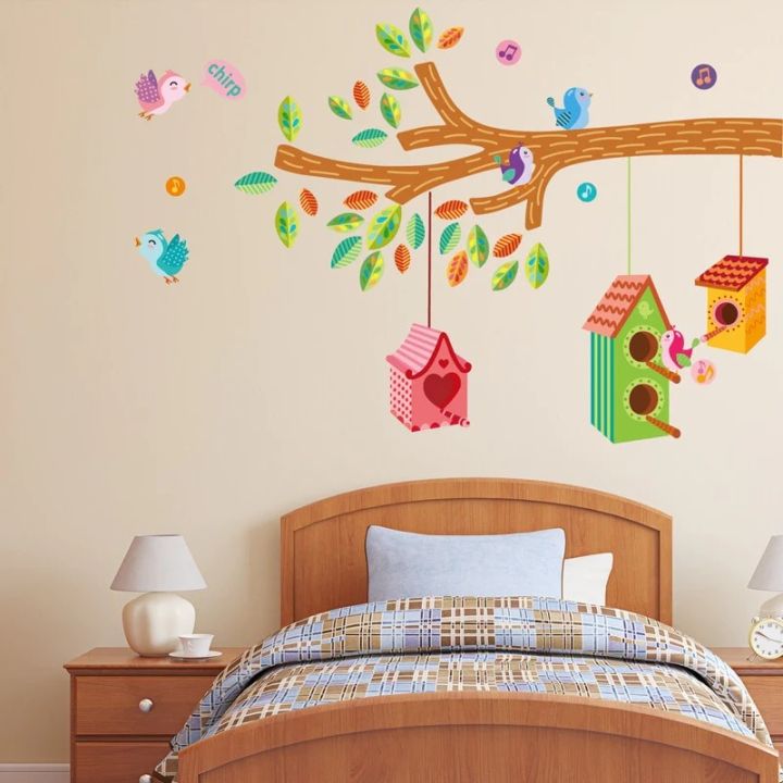 Beautiful Wall Stickers Tree Birds Nests JM7222 | Daraz.pk