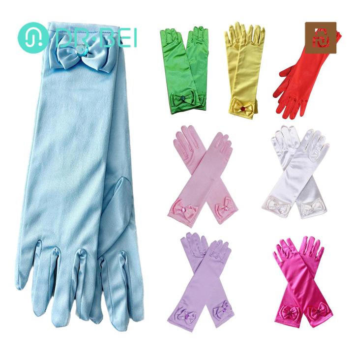 Frayed Edges-free Girls' Gloves Colorful Bowknot Gloves for Kids' Stage Performances Parties Princess Skirt Accessories Girls' Bow Gloves