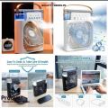 Mini Air Cooler Fan and Humidifier Mini air cooler fan Portable USB Mist with LED Night Light USB and rechargeable Electric Fan with Mist  Small Desktop Cooling Fan for Room, Office & Home 1/2/3 hours timer. 