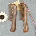 2Pcs Sandalwood Wide Tooth Comb Curly Hair Portable Coarse Tooth Wooden Comb Hair Massage Tool, Fine & Coarse. 