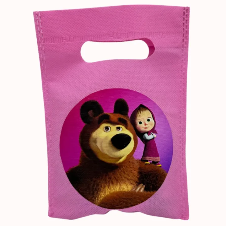 Masha%20And%20The%20Bear%20Goody%20Bags%20-%208%20x%206%20Inch%20-%20Fabric%20Gift%20Bags%20-%20Masha%20And%20The%20Bear%20Themed%20Party%20-%20Pink%20-%20Girls%20-%20Pack%20Of%2010%20-%20Image%203