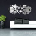 3D circle mirror wall decal living room decoration silver. 