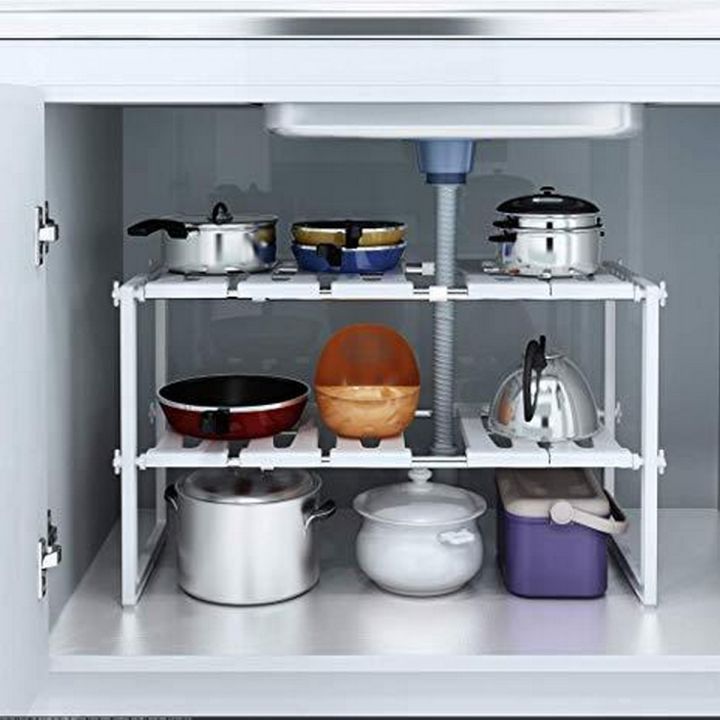 Under Sink Storage Shelf Organizer Kitchen Cabinet Expandable Size - 50 to 70cm